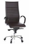 B&uuml;rostuhl / Chefsessel Parma 20 Leder Braun Chrom Hjh Office