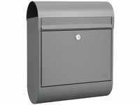 Renz - mefa Briefkasten Ruby 866 mit Zeitungsrolle Farbe grau, mit Sicherheitsschloss