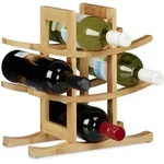Relaxdays Weinregal Bambus, Flaschenhalter F&uuml;r 9 Flaschen, Originelles Design,