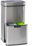 Relaxdays M&uuml;lltrennsystem 3 Fach, Mit Bewegungssensor, 60 L, Ausziehbar, Edelstahl,