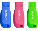 Sandisk Cruzer Blade 16gb Usb-stick Usb Typ-a 2.0 Blau, Gr&uuml;n, Pink