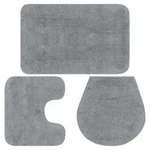 Badematten-set 3-tlg. Stoff Grau Vidaxl