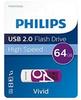 Philips USB-Stick 64GB 2.0 USB Drive Vivid purple (FM64FD05B/00)