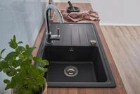 K&uuml;chensp&uuml;le Einbausp&uuml;le Sp&uuml;lbecken Granitsp&uuml;le 78x50 Schwarz Respekta Columbia