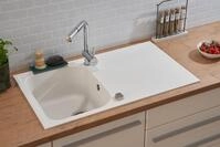 K&uuml;chensp&uuml;le Einbausp&uuml;le Sp&uuml;lbecken Granitsp&uuml;le 86 X 50 Wei&szlig; Respekta Orlando