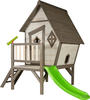 Spielhaus Cabin xl in Weiß mit hellgrüner Rutsche Stelzenhaus aus fsc Holz...