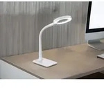 Defibrico - Flexible Led Schreibtischlampe Lupo Wei&szlig; Mit Lupe, 3-fach Dimmer