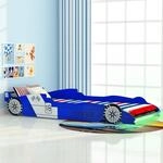 Vidaxl - Kinderbett Mit Led Im Rennwagen-design 90 X 200 Cm Blau
