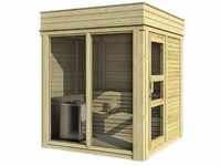 Sauna Paradiso - 1-Raum Gartensauna 2 Sitzbänke aus Holz in Naturbelassen
