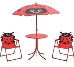 Vidaxl - 3-tlg. Garten-bistro-set F&uuml;r Kinder Mit Sonnenschirm Rot