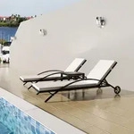 Sonnenliegen Mit Tisch Poly Rattan Schwarz - Vidaxl
