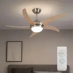 Decken Ventilator Mit Fernbedienung Esszimmer L&uuml;fter K&uuml;hler Glas Opal, Mdf, Braun,