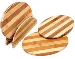 Relaxdays - Fr&uuml;hst&uuml;cksbrettchen Bambus, Hbt: 0,5 X 25 X 18 Cm, K&uuml;chenbretter 4er