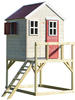 Kinderspielhaus, Stelzenhaus Storch mit Treppe und Veranda holz / rot - Wendi Toys