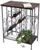 Weinregal mit Holzablage 12977 Flaschenregal mit Glashalter 83 cm Braun Metall...