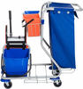 Putzwagen Reinigungswagen 4 Fahreimer mit Rollen Blau-Orange - Blau, Orange -...