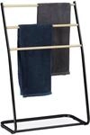 Handtuchhalter Stehend, Metall, 3 Sprossen In Holzoptik, F&uuml;r Handt&uuml;cher & Kleidung,