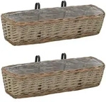 Balkon-blument&ouml;pfe 2 Stk. Weide Mit Pe-auskleidung 60 Cm Vidaxl