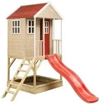 Wendi Toys - Kinderspielhaus, Stelzenhaus 'frosch' Mit Verande Und Rutsche, Holz