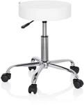 Hocker / Drehhocker / Arbeitsstuhl Operator Ii Kunstleder Weiss Chrom Hjh Office