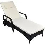 Sonnenliege Mit Polster & Rollen Poly Rattan Schwarz - Vidaxl