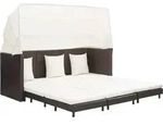 Vidaxl - Ausziehbares 3-sitzer-schlafsofa Mit Dach Poly Rattan Braun