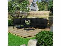 6-tlg. Garten-Lounge-Set,Gartenmöbel-Set mit Auflagen Schwarz pvc vidaXL