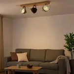 Deckenlampe Schwarz Wohnzimmerleuchte Landhaus Deckenstrahler 3-flammig Holzlampe,