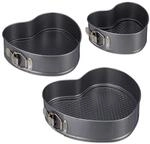 Relaxdays Herzbackform 3er Set, Romantische Kuchen & Torten, 3 Gr&ouml;&szlig;en, Antihaft,