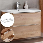 Waschtisch-unterschrank 80cm Mit Keramik-waschbecken Toskana-56 In Wotaneiche,...