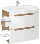 Waschtischunterschrank 61 Cm Mit Keramik-waschtisch Luton-56 Hochglanz Wei&szlig; Mit