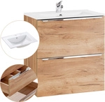 Lomadox - Waschtisch-unterschrank 60cm Mit Keramik-waschbecken Toskana-56 In