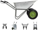 2-rad Schubkarre Verzinkt 110l Gartenkarre Baukarre Kippsicher Pu R&auml;der Pannensicher