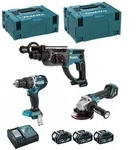 Makita - Kit Dlx3093tj (dga513 + Dhp484 + Dhr202 + 3 X 5,0 Ah + Dc18rc + Makpac 2 +