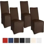 4er Set Bankett Stuhlhusse Leona Stretchbraun