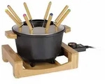 Princess - Elektro Fondue Bambusgeh&auml;use 1,5liter Mit 8 Gabeln Abnehmbarer Thermostat