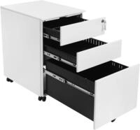 Caisson De Bureau &Agrave; Roulettes Avec 3 Tiroirs Et Classeur Suspendu, Armoire De Bureau