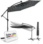 Ampelschirm Brazil 350 Cm Grau &ndash; Mit Led-beleuchtung Solar & Kurbel &ndash; Uv-schutz