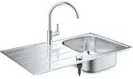 Abw&auml;schen - Einbausp&uuml;le-set K200 Und Armatur Bauedge, Geb&uuml;rteter Edelstahl/chrom