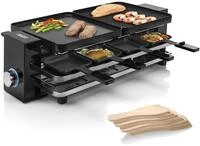 Princess - Raclette Ger&auml;t Eckig F&uuml;r 8 Personen, 2 Wendbare Grillplatten Mit