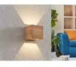 Kleine Up And Down Led Innen Wandleuchte Brad Aus Echtholz, Quadrat 11cm