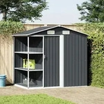 Gartenhaus Mit Regal Anthrazit 205x130x183 Cm Eisen - Vidaxl