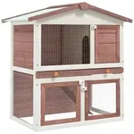Kaninchenstall 3 T&uuml;ren Braun Holz - Vidaxl