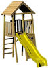 Kinderspielhaus, Kletterturm Falke mit Rutsche und Kletterwand holz / gelb - Wendi