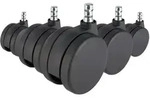 5x Teppichrollen Rolo No-noise 11mm / 75mm B&uuml;ro-stuhl-rollen F&uuml;r Teppich (5er Pack)