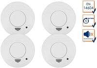 4er-set Rauchmelder Mit 1 Jahres Batterie - Stummschaltfunktion, Din En 14604