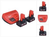 Milwaukee M12 Nrg-602 Starter Set 2x 12 V 6,0 Ah ( 4933451903 ) Li-ion Akku + C12 C
