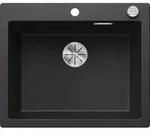 Pleon 6 - Silgranitsp&uuml;le, 62x51 Cm, Mit Ablaufsystembedienung, Schwarz 525954 -