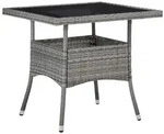 Garten-esstisch Grau Poly Rattan Und Glas - Vidaxl