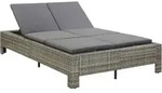 Vidaxl - 2-personen-sonnenliege Mit Auflage Grau Poly Rattan